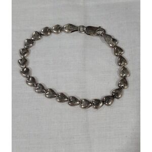 Signed SA Sterling Silver Marked 925 Heart Bracelet ITALY. 7" (6.1g)